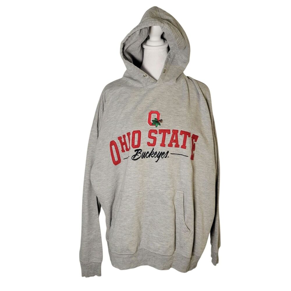 Vtg OVB Ohio State Buckeyes Hoodie Sweatshirt Y2K Block Logo Mens 2XL Collegiate